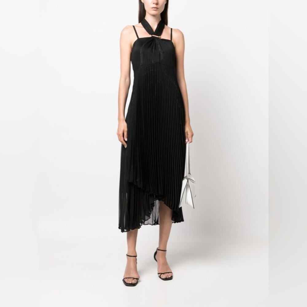 DKNY Pleated Halterneck High-Low Dress